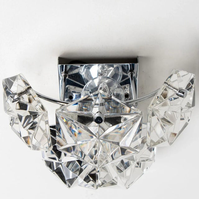 1960s Faceted Crystal and Silver Chrome Sconce attributed to Kinkeldey, Germany, 1970s For Sale - Image 5 of 14