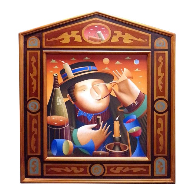Anton Arkhipov "Bottoms Up" Hand Signed Custom Framed by Artist For Sale