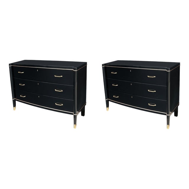 1930s Pair of Art Deco Ebonized Chests Designed by De Coene Frères For Sale