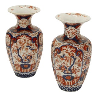 Pair of Antique Imari Vases For Sale