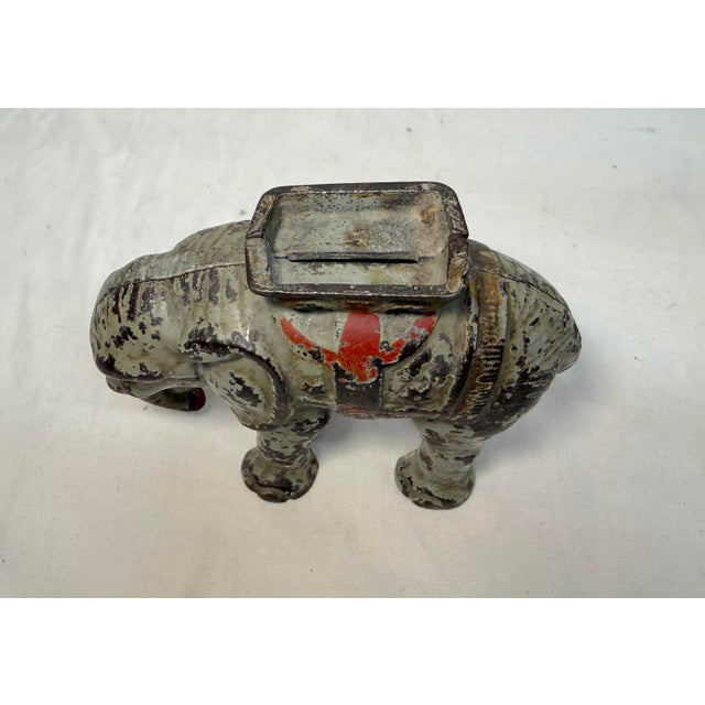 Rare Antique Early 1900 Hand Painted Cast Iron Circus Howdah Elephant Still Bank For Sale In New York - Image 6 of 10