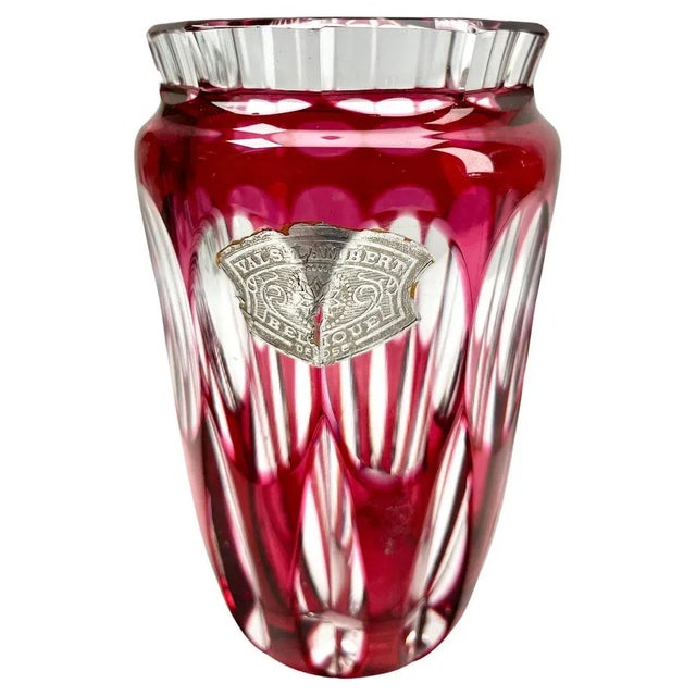 Art Deco Small Crystal Vase Cut-to-Clear from Val Saint Lambert, 1950s For Sale - Image 10 of 10