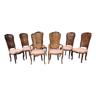 Late 20th Century Cane Back French Provincial Dining Chairs - Set of 8 For Sale