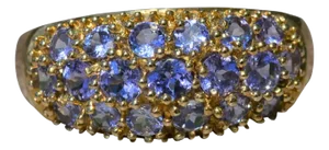 The Potentilla: Ladies Wide Band in Yellow Gold set with 1.43CTW Tanzanite