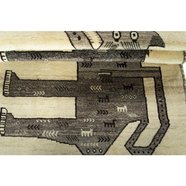 Beige Hand-Knotted Gabbeh Nomadic Rug For Sale - Image 8 of 11