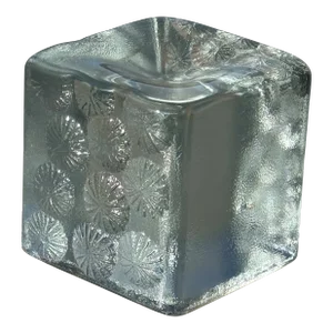 1960s Blenko Cube Bookend Ice Glass Sculpture Block Clear
