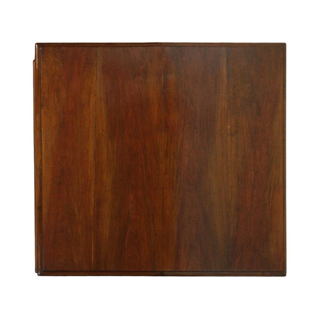 1800s Italian table in solid walnut, polished to wax. Elegant antique Italian square table entirely crafted in walnut,...