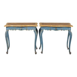 Italian Hand-Painted Side Tables, Circa 1850s - Pair For Sale