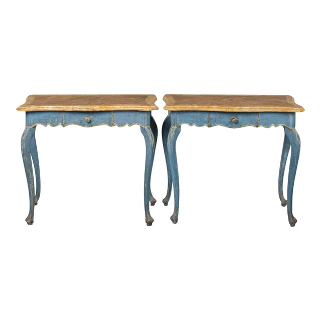 Italian Hand-Painted Side Tables, Circa 1850s - Pair For Sale