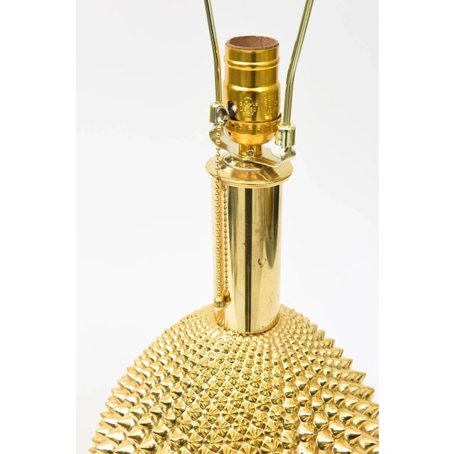 Vintage Studded Spiky Gold Polychrome Sculptural Ceramic Lamps Italy, Restored, 1970's For Sale - Image 4 of 12