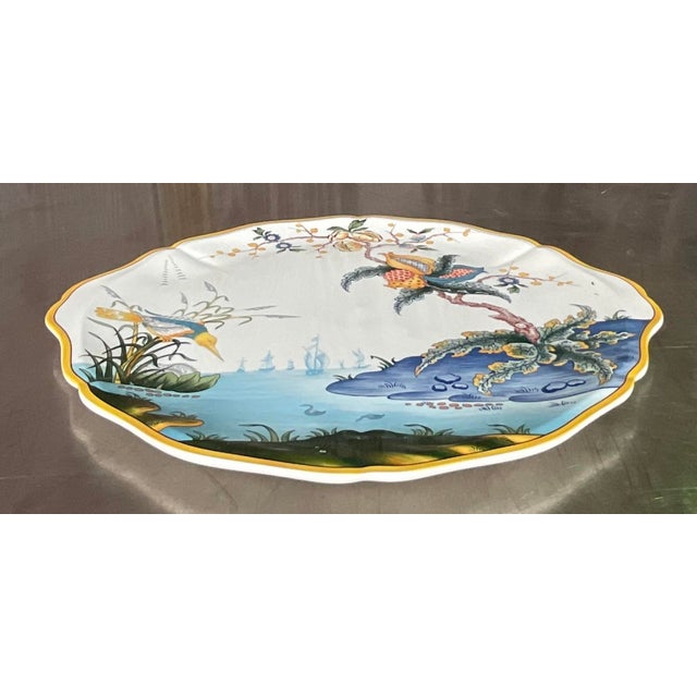 Gien Vintage French Hand Painted Cake Plate For Sale - Image 4 of 6