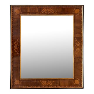 19th Antique Marquetry Inlaid Mahogany Mirror For Sale