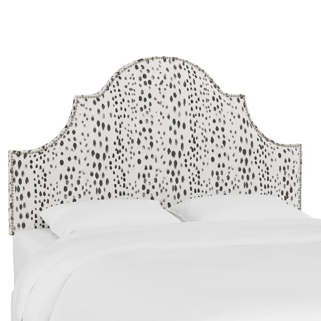 Textile Queen Headboard, Linen Leopard Ink For Sale - Image 7 of 7