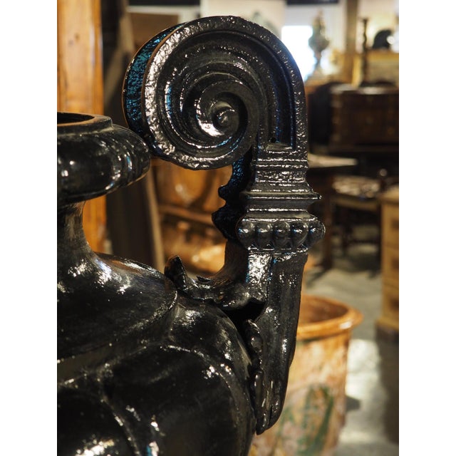 Metal Superb Pair of Large Antique French Cast Iron Garden Vases by Durenne Circa 1870 For Sale - Image 7 of 18