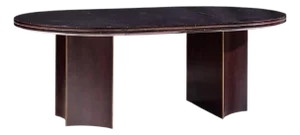 Barbara Barry for McGuire Mahogany and Brass Expanding Dining Table With 2 Leaves