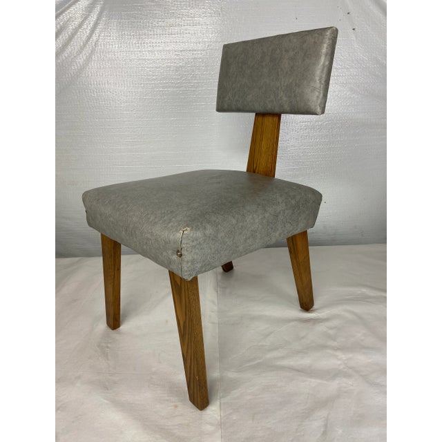 Gray Small MCM Upholstered Wood Side Chair For Sale - Image 8 of 8
