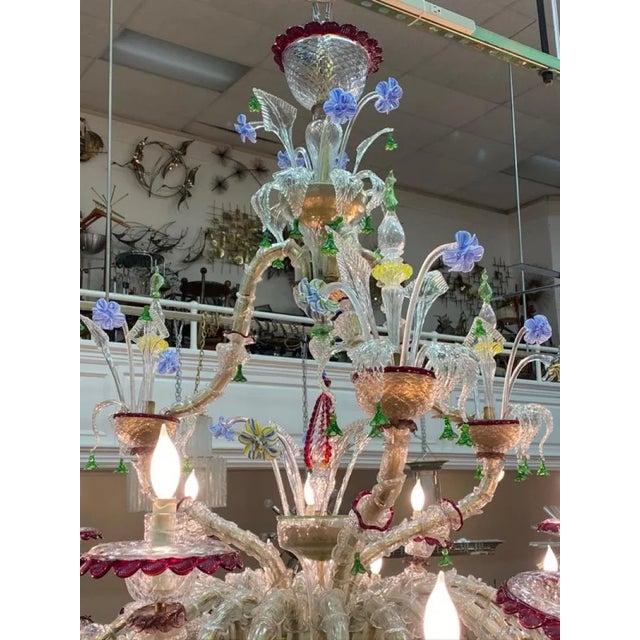 Glass Monumental Multi Colored Murano Glass Chandelier For Sale - Image 7 of 10