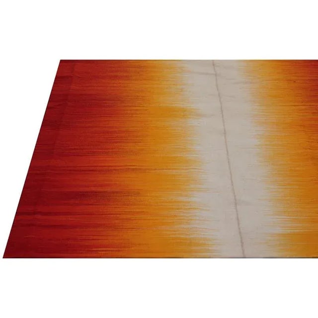 Handwoven Red/Orange Persian Kilim Area Rug 9'10" X 13'1" For Sale In Dallas - Image 6 of 9