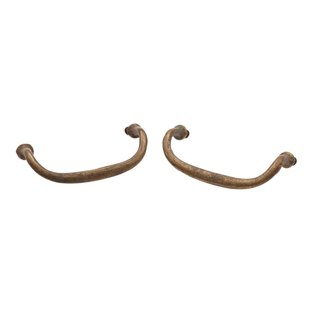 Pair of Vintage 3.5 In. Bridge Brass Drawer Pulls For Sale