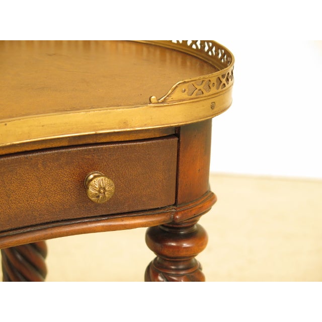 Theodore Alexander Kidney Shaped Leather Top End Table ...