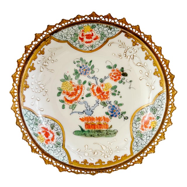 Antique 19th Century French Samson Famille Rose Ormolu-Mounted Porcelain Low Bowl For Sale