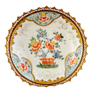 Antique 19th Century French Samson Famille Rose Ormolu-Mounted Porcelain Low Bowl