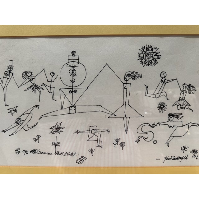 Figurative Early 20th Century John F. Lochtefeld Original Pen and Ink Drawing Signed Modernist Figurative Art For Sale - Image 3 of 9
