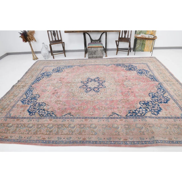 Vintage Pastel Light Pink Floral Design Rug For Sale - Image 4 of 13