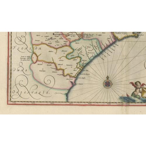 17th Century Virginia and Florida Map from Blaeu, 1642 For Sale - Image 5 of 13