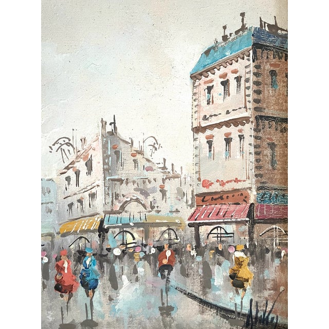 Pink 1960s De Vity Impressionist Cityscape View of Paris Signed Painting For Sale - Image 8 of 8