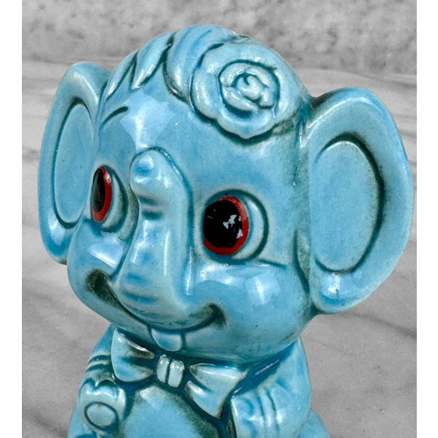 Blue Vintage Japan Porcelain Blue Elephant Salt & Pepper Shakers - a Pair For Sale - Image 8 of 9