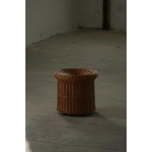 Mid-Century French Bohemian Rattan Side Table or Stool, 1950s For Sale - Image 14 of 17