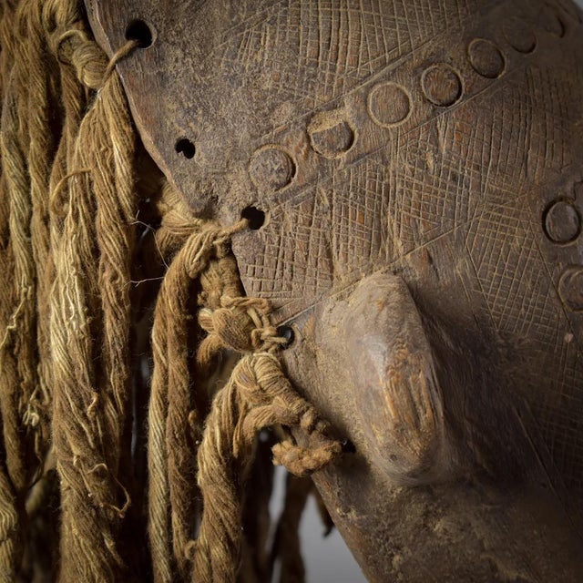 Brown Early 20th Century Bamana Kore Fetish Mask With Cowrie Shell And Horse Hair Mali For Sale - Image 8 of 9