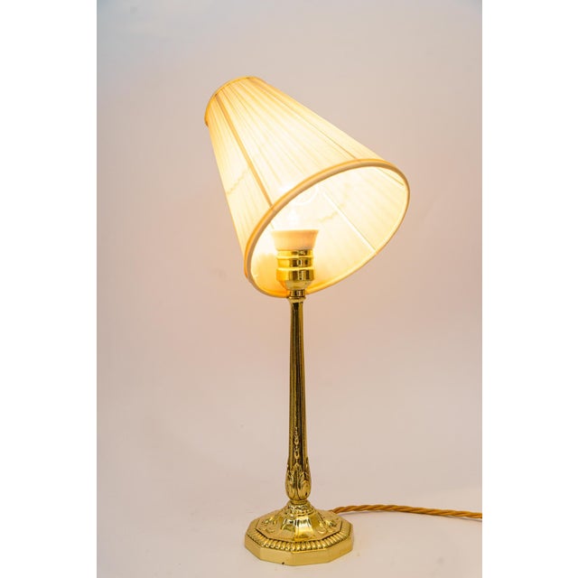 Gold Art Deco Table Lamp with Fabric Shade, Vienna, 1920s For Sale - Image 8 of 12
