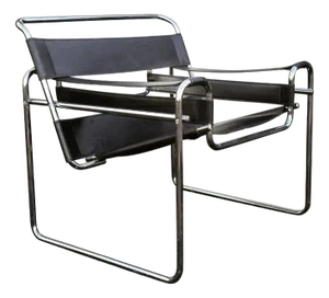 Wassily B3 Armchair in Chrome and Black Leather by Marcel Breuer