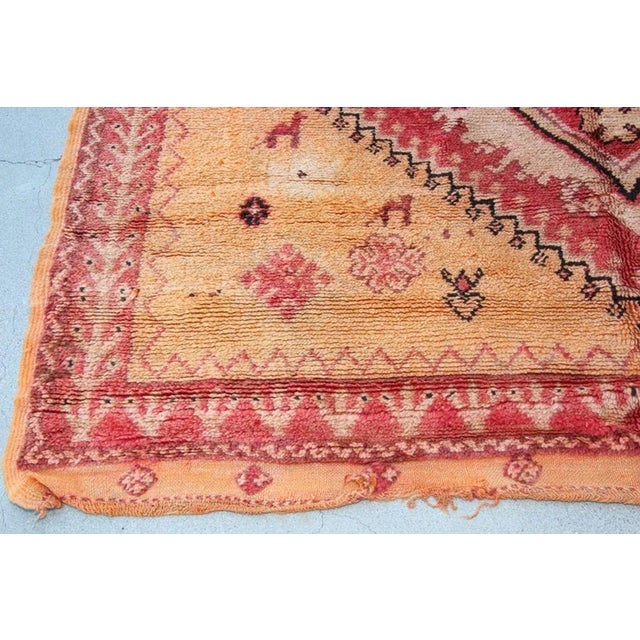 Red Vintage Moroccan Berber Rug in Saffron, Coral and Black, 71 X 145 In, 1960s For Sale - Image 8 of 12