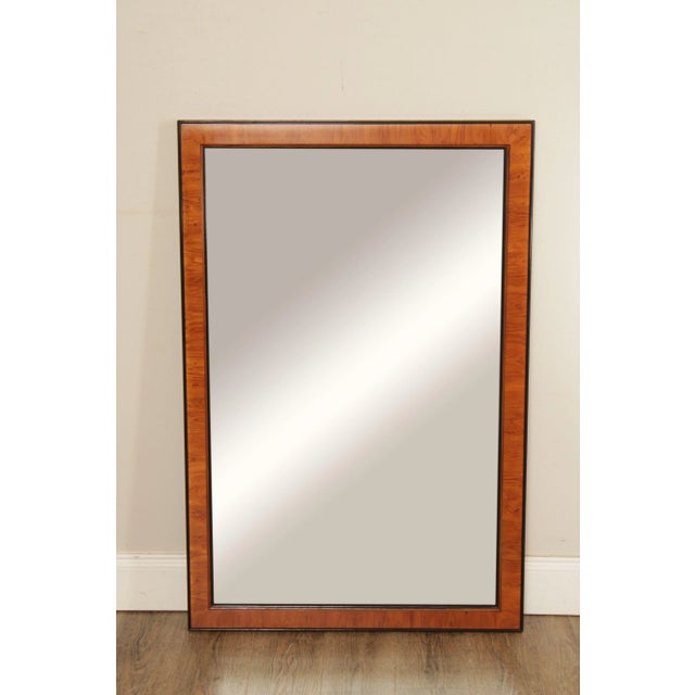 High Quality American Made Yew Wood Rectangular Wall Mirror with Beveled Glass and Black Painted Accents
