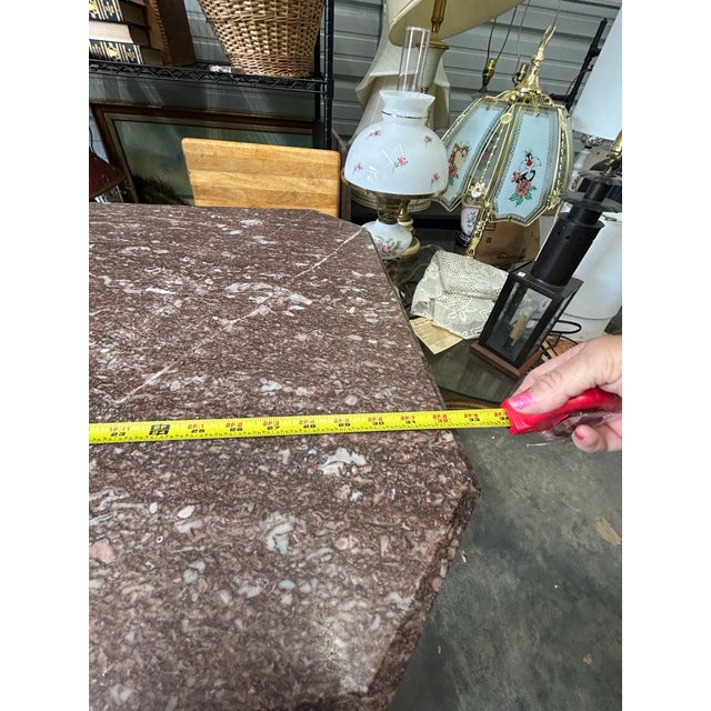 Wood 19th Century Victorian Eastlake Carved Walnut Octagonal Center Table With Rouge Marble Top For Sale - Image 7 of 8