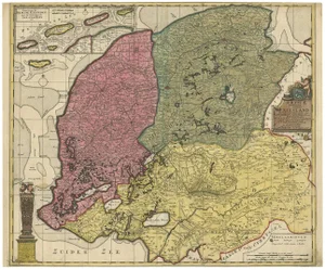 Map of Friesland, Groningen and Drenthe in the Netherlands, 1706