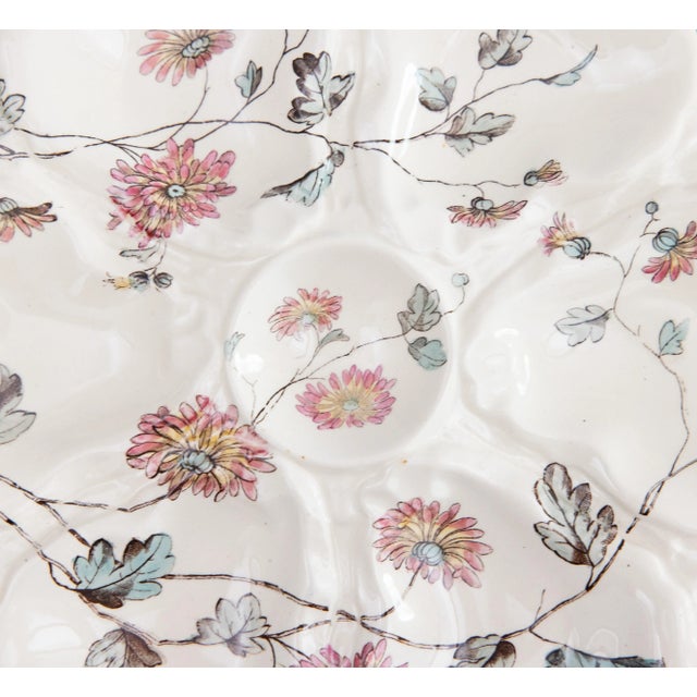 A lovely antique English six well oyster plate made by William Adderley, Longton, Staffordshire, England, circa 1880....