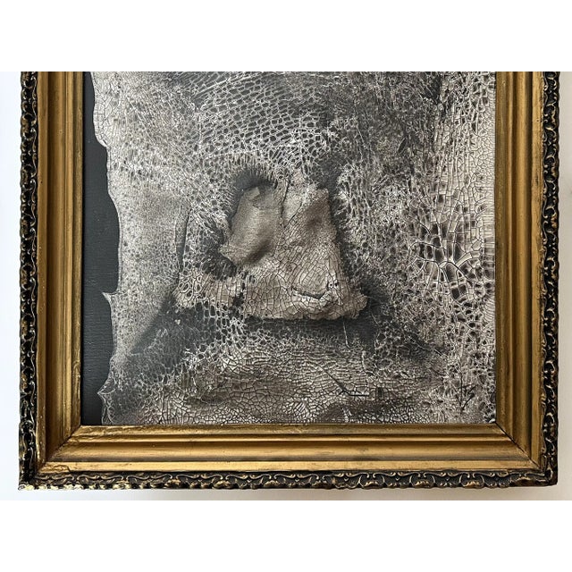 Paint "Rhino" Black Abstract Art in Antique Frame, Black Textured Transitional Wall Art by JTS For Sale - Image 7 of 11