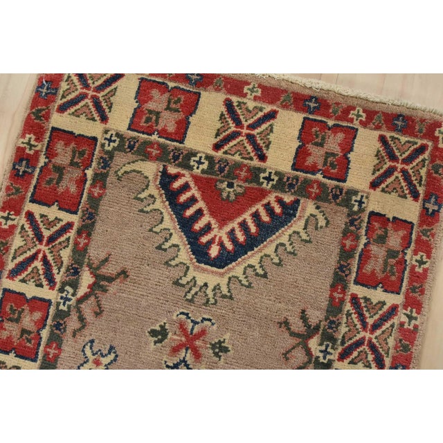 Kazak Runner 2’1” X 5’11” Brown Wool Tribal Hand-Knotted Oriental Rug For Sale In Philadelphia - Image 6 of 10