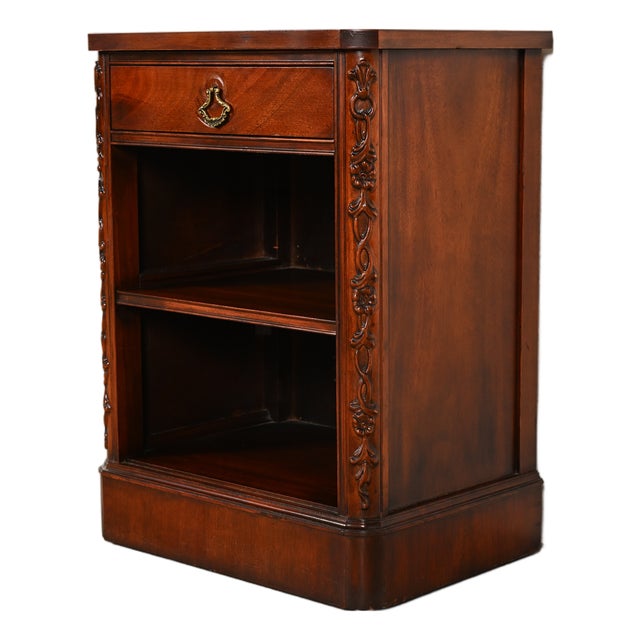 Century Furniture Georgian Carved Mahogany Nightstand or Bedside Table, Circa 1950s For Sale