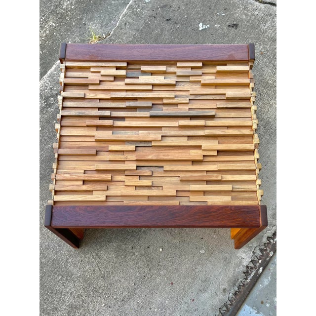 Mid Century Modern Exotic Wood Folding Coffee Table | in the Style of Percival Lafer For Sale - Image 9 of 11