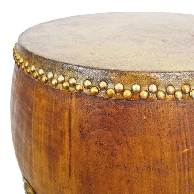 Chinese Vintage Natural Wood Drum Coffee Table For Sale - Image 3 of 4