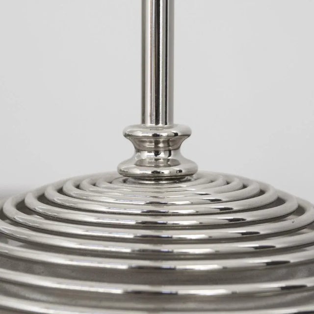 Vintage Chrome Floor Lamp with Handmade Purple Floral Decorated Shade, Italy For Sale - Image 11 of 13