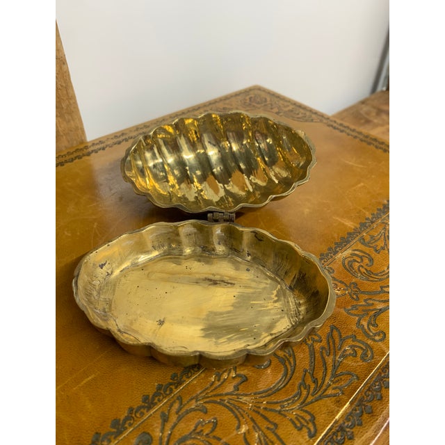 Vintage Brass Clam Shell Box For Sale - Image 4 of 4