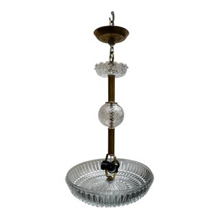 Vintage American Classical Hanging Fixture With Glass Shade For Sale