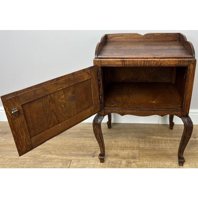Vintage French Louis Style Oak Bedside Table For Sale - Image 9 of 10