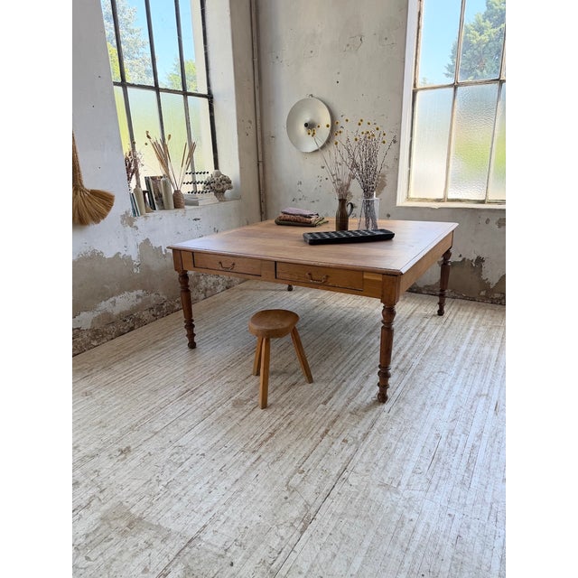 1950s Large Oak Square Conference Table, 1950 For Sale - Image 5 of 18
